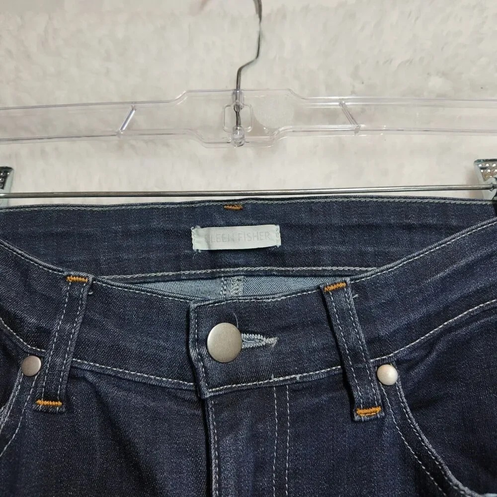 Eileen Fisher Organic Cotton Denim Skinny Jeans Size‎ 10 Dark Wash Sustainable